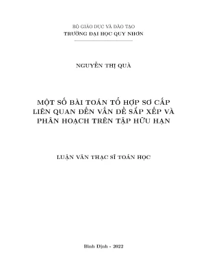 Một số bài toán tổ hợp sơ cấp liên quan đến vấn đề sắp xếp và phân hoạch trên tập hữu hạn