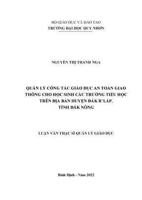 Quản lý công tác giáo dục an toàn giao thông cho học sinh các trường tiểu học trên địa bà huyện đắk rlấp tỉnh đắk nông