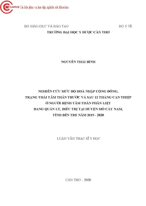 Nghiên cứu mức độ hoà nhập cộng đồng trạng thái tâm thần trước và sau 12 tháng can thiệp ở người bệnh tâm thần phân liệt đang quản lý điều trị tại huyện mỏ c