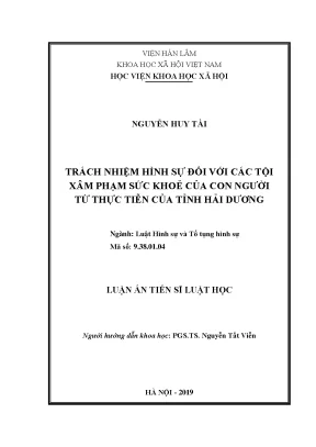 Trách nhiệm hình sự đối với các tội xâm phạm sức khỏe của con người qua thực tiễn của tỉnh hải dương compressed