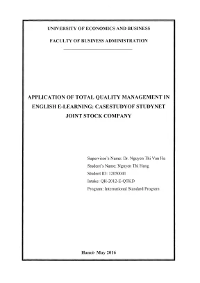Khóa luận tốt nghiệp quản trị kinh doanh application of total quality management in english e learning casestudy of studynet joint stock company