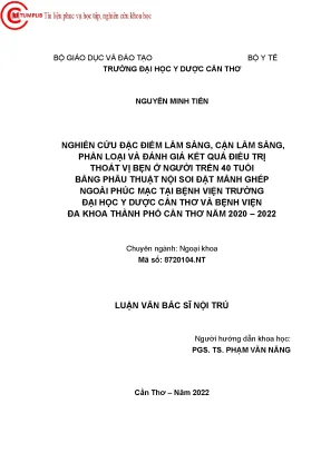 Nghiên cứu đặc điểm lâm sàng cận lâm sàng phân loại và đánh giá kết quả điều trị thoát vị bẹn ở người trên 40 tuổi bằng phẫu thuật nội soi đặt mảnh ghép ngoài phúc mạc tại bệnh viện t