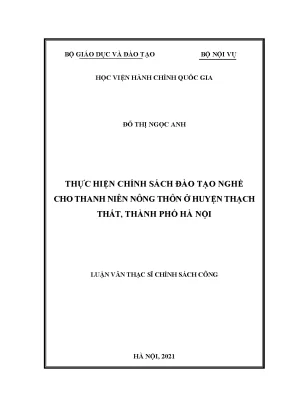 Thực hiện chính sách đào tạo nghề cho thanh niên nông thôn ở huyện thạch thất thành phố hà nội
