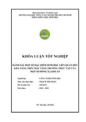 Khóa luận tốt nghiệp công nghệ sinh học đánh giá một số đặc điểm sinh học liên quan đến khả năng thúc đẩy tăng trưởng thực vật của một số dòng xạ khuẩn