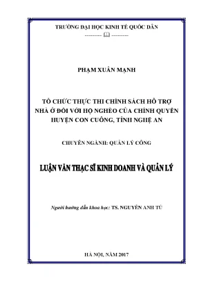 Tổ chức thực thi chính sách hỗ trợ nhà ở đối với hộ nghèo của chính quyền huyện con cuông tỉnh nghệ an