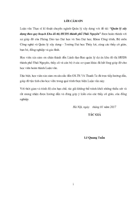 Quản lý xây dựng theo quy hoạch đô thị huds thành phố thái nguyên