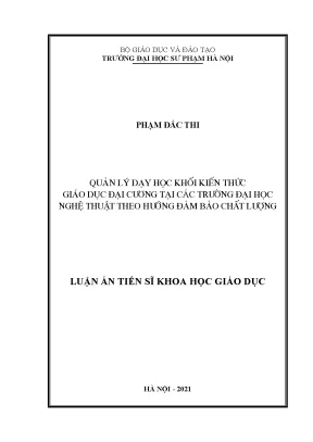 Quản lý dạy học khối kiến thức giáo dục đại cương tại trường đại học nghệ thuật theo hướng đảm bảo chất lượng
