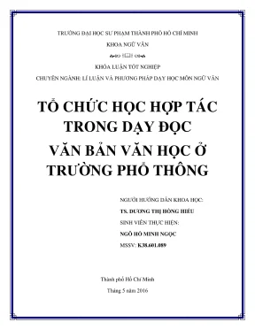 Khóa luận tốt nghiệp lý luận và phương pháp dạy học ngữ văn tổ chức học hợp tác trong dạy đọc văn bản văn học ở trường phổ thông