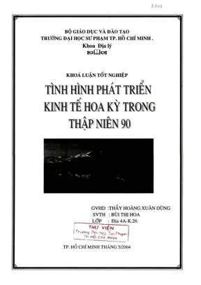 Khóa luận tốt nghiệp địa lý tình hình phát triển kinh tế hoa kỳ trong thập niên 90