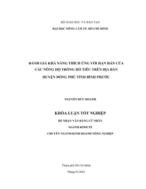 Khóa luận tốt nghiệp kinh tế nông nghiệp đánh giá khả năng thích ứng với hạn hán của các nông hộ trồng hồ tiêu trên địa bàn huyện đồng phú tỉnh bình phước