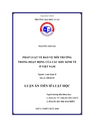 Pháp luật về bảo vệ môi trường trong hoạt động của các khu kinh tế ở việt nam