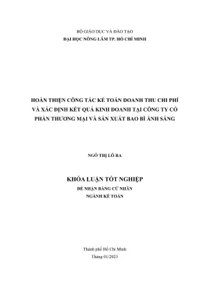 Khóa luận tốt nghiệp kế toán hoàn thiện công tác kế toán doanh thu chi phí và xác định kết quả kinh doanh tại công ty cổ phần thương mại và sản xuất bao bì ánh sáng