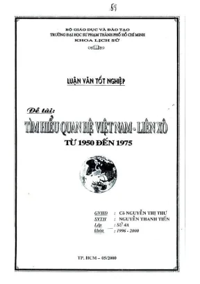 Khóa luận tốt nghiệp lịch sử tìm hiểu quan hệ việt nam liên xô từ 1950 đến 1975