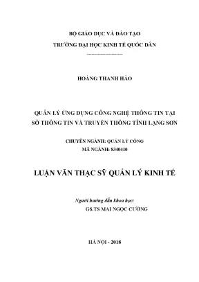 Quản lý ứng dụng công nghệ thông tin tại sở thông tin và truyền thông tỉnh lạng sơn