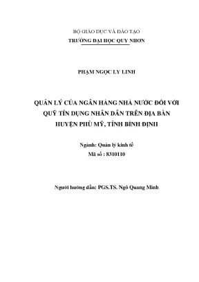 Quản lý của ngân sách nhà nước đối với quỹ tín dụng nhân dân trên địa bàn huyện phù mỹ tỉnh bình định