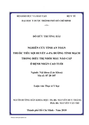 Nghiên cứu tính an toàn thuốc tiêu sợi huyết rt pa đường tĩnh mạch trong điều trị nhồi máu não cấp ở bệnh nhân cao tuối