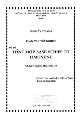 Khóa luận tốt nghiệp hóa học tổng hợp base schiff từ limonene