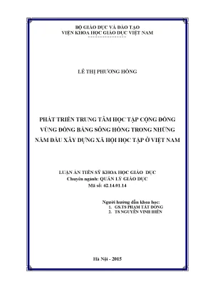 Phát triển trung tâm học tập cộng đồng vùng đồng bằng sông hồng trong những năm đầu xây dựng xã hội học tập ở việt nam