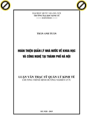 Hoàn thiện quản lý nhà nước về khoa học và công nghệ ở thành phố hà nội