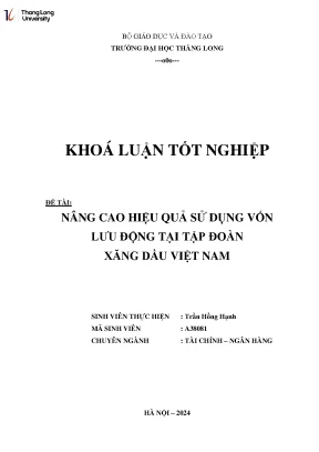 Nâng cao hiệu quả sử dụng vốn lưu động tại tập đoàn xăng dầu việt nam