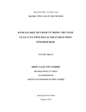 Khóa luận tốt nghiệp kinh tế nông nghiệp đánh giá hiệu quả kinh tế trong việc giảm vụ lúa của nông hộ tại thị xã hoài nhơn tỉnh bình định