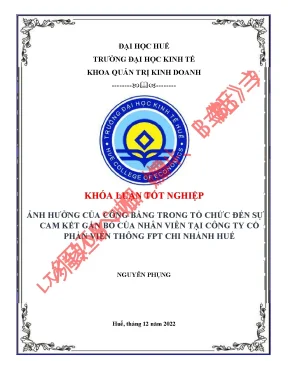 Ảnh hưởng của công bằng trong tổ chức đến sự cam kết gắn bó của nhân viên tại công ty cp viễn thông fpt huế