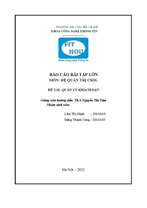 Báo cáo bài tập lớn môn hệ quản trị csdl đề tài quản lý khách sạn