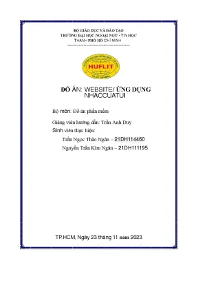 Đồ án website ứng dụng nhaccuatui bộ môn đồ án phần mềm
