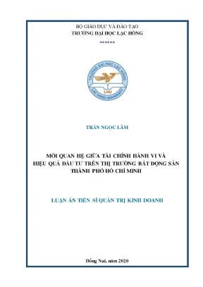 Mối quan hệ giữa tài chính hành vi và hiệu quả đầu tư trên thị trường bất động sản thành phố hồ chí minh