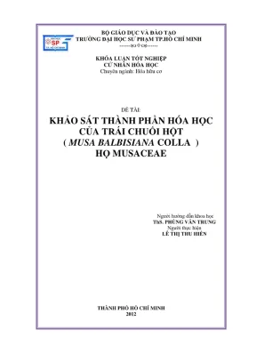 Khóa luận tốt nghiệp hóa học khảo sát thành phần hóa học của trái chuối hột musa balbisiana colla họ musaceae