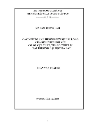 Các yếu tố ảnh hưởng đến sự hài lòng của sinh viên đối với cơ sở vật chất trang thiết bị tại trường đại học đà lạt