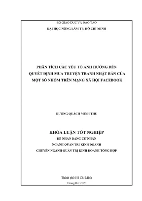 Khóa luận tốt nghiệp quản trị kinh doanh phân tích các yếu tố ảnh hưởng đến quyết định mua truyện tranh nhật bản của một số nhóm trên mạng xã hội facebook