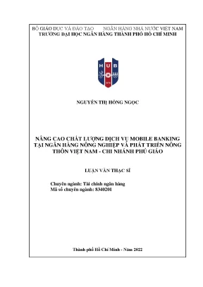 Nâng cao chất lượng dịch vụ mobile banking tại ngân hàng nông nghiệp và phát triển nông thôn việt nam chi nhánh phú giáo