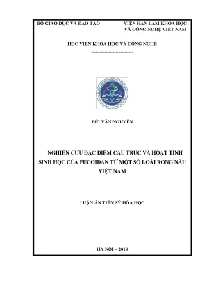 Nghiên cứu đặc điểm cấu trúc và hoạt tính sinh học của fucoidan từ một số loài rong nâu việt nam