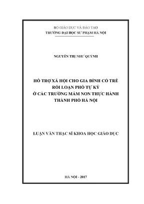 Hỗ trợ xã hội cho gia đình có trẻ rối loạn phổ tự kỷ ở các trường mầm non thực hành thành phố hà nội