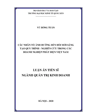 Các nhân tố ảnh hưởng đến đổi mới sáng tạo quy trình nghiên cứu trong các doanh nghiệp phát điện việt nam