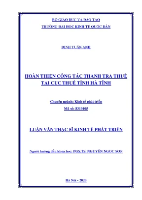 Hoàn thiện công tác thanh tra thuế tại cục thuế tỉnh hà tĩnh