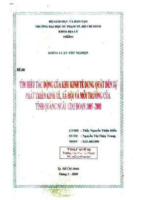 Khóa luận tốt nghiệp địa lý tìm hiểu tác động của khu kinh tế dung quất đến sự phát triển kinh tế xã hội và môi trường của tỉnh quảng ngãi giai đoạn 2005 2008