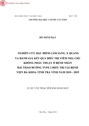 Nghiên cứu đặc điểm lâm sàng x quang và đánh giá kết quả điều trị viêm nha chu không phẫu thuật ở bệnh nhân đái tháo đường type 2 điều trị tại bệnh viện đa khoa tỉnh trà vinh năm 2018
