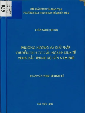 Phương hướng và giải pháp chuyển dịch cơ cấu ngành kinh tế vùng bắc trung bộ đến năm 2010