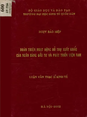 Hoàn thiện hoạt động hỗ trợ xuất khẩu vủa ngân hàng đầu tư và phát triển