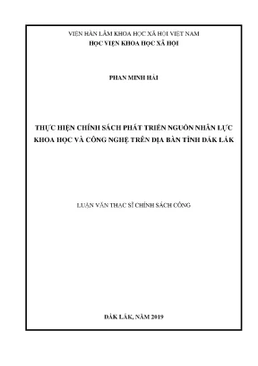 Thực hiện chính sách phát triển nguồn nhân lực khoa học và công nghệ trên địa bàn tỉnh đắk lắk