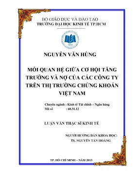 Mối quan hệ giữa cơ hội tăng trưởng và nợ của các công ty trên thị trường chứng khoán việt nam
