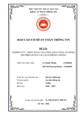 Nghiên cứu tim hiểu và triển khai mô phỏng tấn công xss trên dvwa
