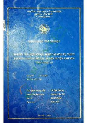 Nghiên cứu một số đặc điểm tái sinh tự nhiên tại rừng phòng hộ đầu nguồn huyện anh sơn tỉnh nghệ an