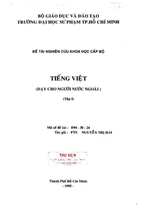 Đề tài nghiên cứu khoa học tiếng việt dạy cho người nước ngoài