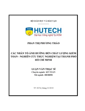 Các nhân tố ảnh hưởng đến chất lượng kiểm toán nghiên cứu thực nghiệm tại thành phố hồ chí minh