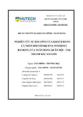 Nghiên cứu sự hài lòng của khách hàng cá nhân đối với dịch vụ internet banking của ngân hàng quân đội chi nhanh bắc sài gòn
