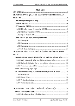 Đồ án tốt nghiệp thiết kế trạm trộn bê tông xi măng năng suất 100m³h