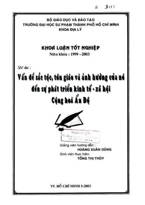 Khóa luận tốt nghiệp địa lý vấn đề sắc tộc tôn giáo và ảnh hưởng của nó đến sự phát triển kinh tế xã hội cộng hoà ấn độ